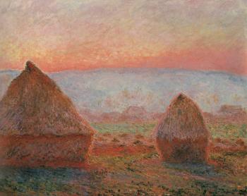尅勞德 莫奈 Les Meules a Giverny, soleil couchant, Translated title: Haystacks at Giverny, the evening sun